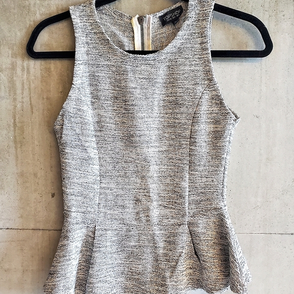 TOPSHOP Peplum Top / Grey / US4 - Picture 1 of 4